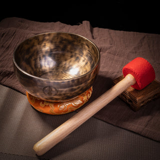 Handmade Tibetan Full Moon Sound Therapy Singing Bowl (10.2", Root Chakra)