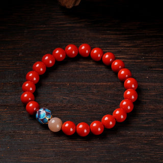 Tibetan Cinnabar Wrist Mala with Lotus Charm