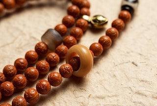 Tibetan Handmade 108 Rudraksha Mala Beads with Traditional Charm