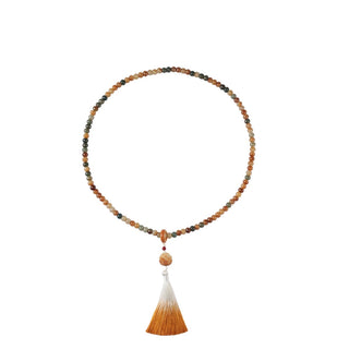 Jade Bodhi Seeds Mala with Lotus Charm