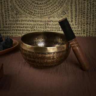 Handmade Tibetan Meditation singing Bowl Set (6.3", G note)