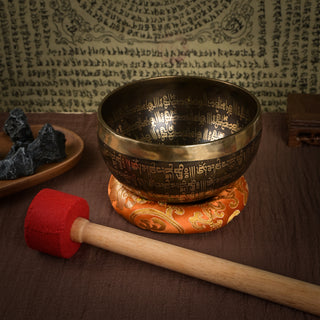 Handmade Tibetan Meditation singing Bowl Set (6.3", G note)