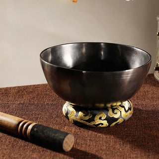 Tibetan Handmade Obsidian Sound Bath Singing Bowl