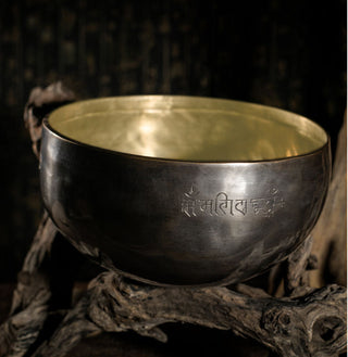 Tibetan Handmade Dark Gold Full Moon Sound Bath Singing Bowl