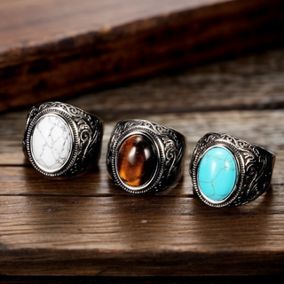 Tibetan Traditional Ring with Various Gemstones