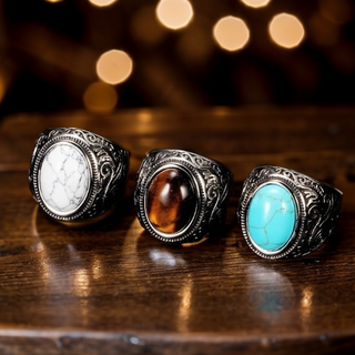 Tibetan Traditional Ring with Various Gemstones