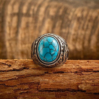 Tibetan Turquoise Ring (Carved)