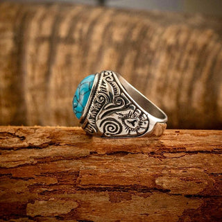 Tibetan Turquoise Ring (Carved)