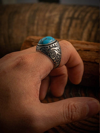 Tibetan Turquoise Ring (Carved)