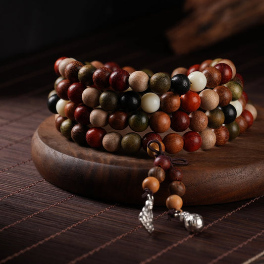 Tibetan Sandalwood Mala Necklace Mala Beads with Unique Charm