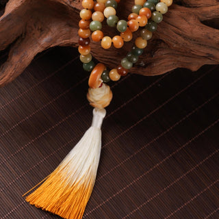 Jade Bodhi Seeds Mala with Lotus Charm