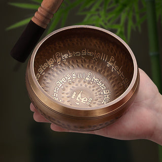 Authentic Handmade Tibetan Scripture Singing Bowl Set