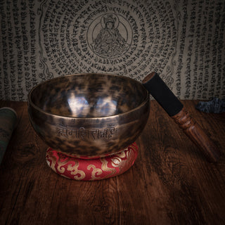 Handmade Tibetan Full Moon Sound Therapy Singing Bowl (6.3", Third Eye Chakra)