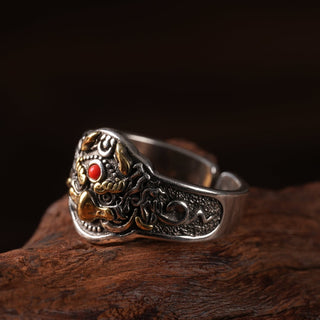 Tibetan Golden-Winged Garuda Face Ring