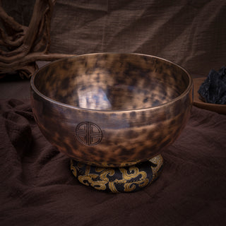 Handmade Tibetan Full Moon Sound Therapy Singing Bowl (8.7",  Solar Plexus Chakra)