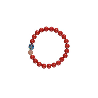 Tibetan Cinnabar Wrist Mala with Lotus Charm