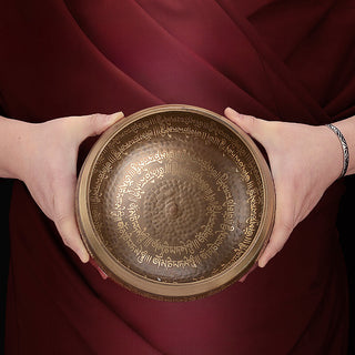 Authentic Handmade Tibetan Scripture Singing Bowl Set