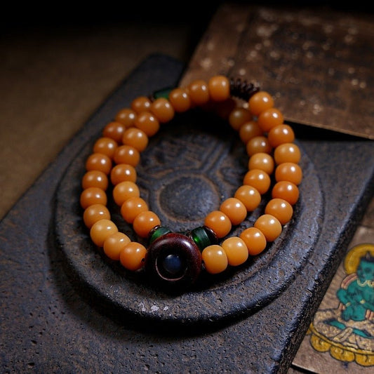 Tibetan Handmade Amber Bodhi Wrist Mala Beads