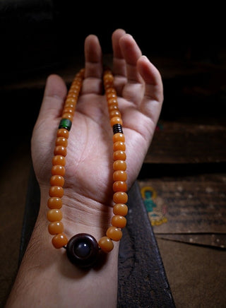 Tibetan Handmade Amber Bodhi Wrist Mala Beads