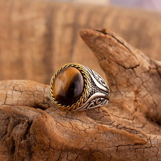 Tibetan Traditional Ring with Tiger Eye Stone