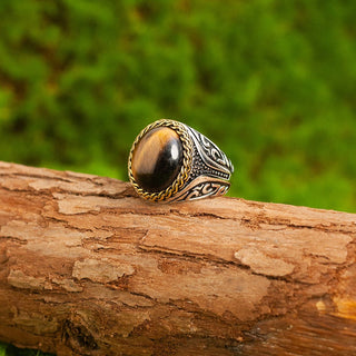 Tibetan Traditional Ring with Tiger Eye Stone