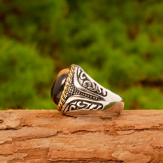 Tibetan Traditional Ring with Tiger Eye Stone