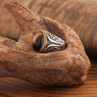 Tibetan Traditional Ring with Tiger Eye Stone