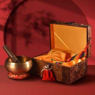 Authentic Handmade Tibetan Singing Bowl Gift Set (5.1", B note)