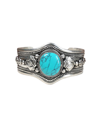 Tibetan Traditional Silver Bracelet with Turquoise Charm