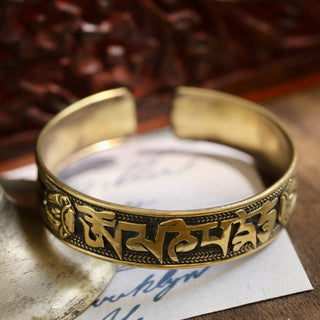 Tibetan Traditional Six Syllables Brass Bracelet