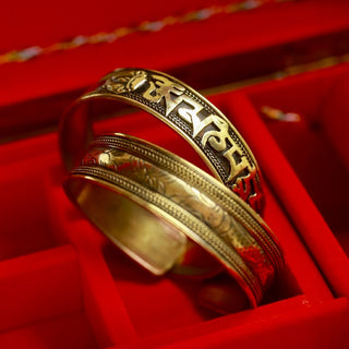 Tibetan Traditional Six Syllables Brass Bracelet