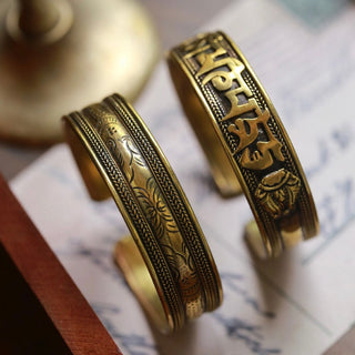 Tibetan Traditional Six Syllables Brass Bracelet