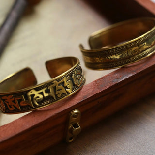 Tibetan Traditional Six Syllables Brass Bracelet