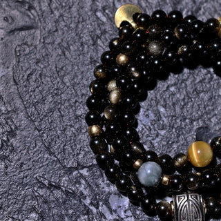 Tibetan Traditional 108 Obsidian Mala