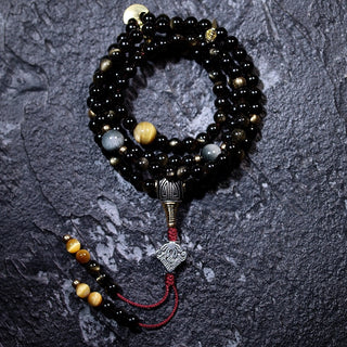 Tibetan Traditional 108 Obsidian Mala