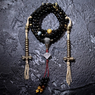 Tibetan Traditional 108 Obsidian Mala