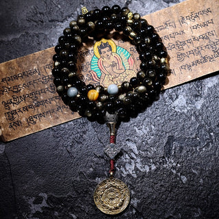 Tibetan Traditional 108 Obsidian Mala