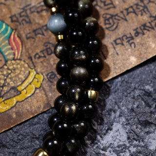 Tibetan Traditional 108 Obsidian Mala