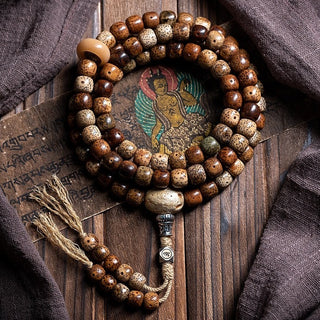 Aged 108 Lotus Seeds Mala Necklace