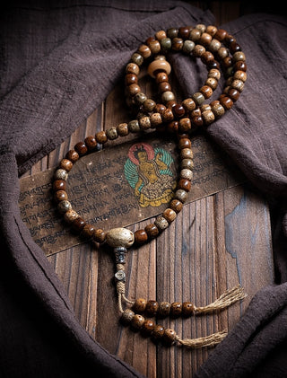 Aged 108 Lotus Seeds Mala Necklace