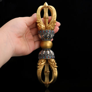 Traditional Tibetan Five Prong Vajra with Base