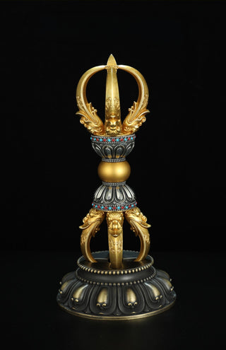 Traditional Tibetan Five Prong Vajra with Base