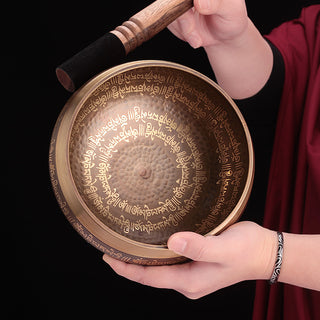 Authentic Handmade Tibetan Scripture Singing Bowl Set