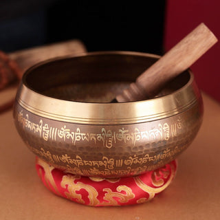 Authentic Handmade Tibetan Scripture Singing Bowl Set